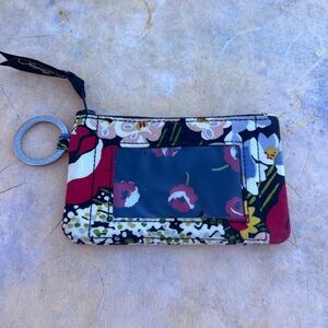 Vera Bradley Red and Black Floral Wallet with Key Ring